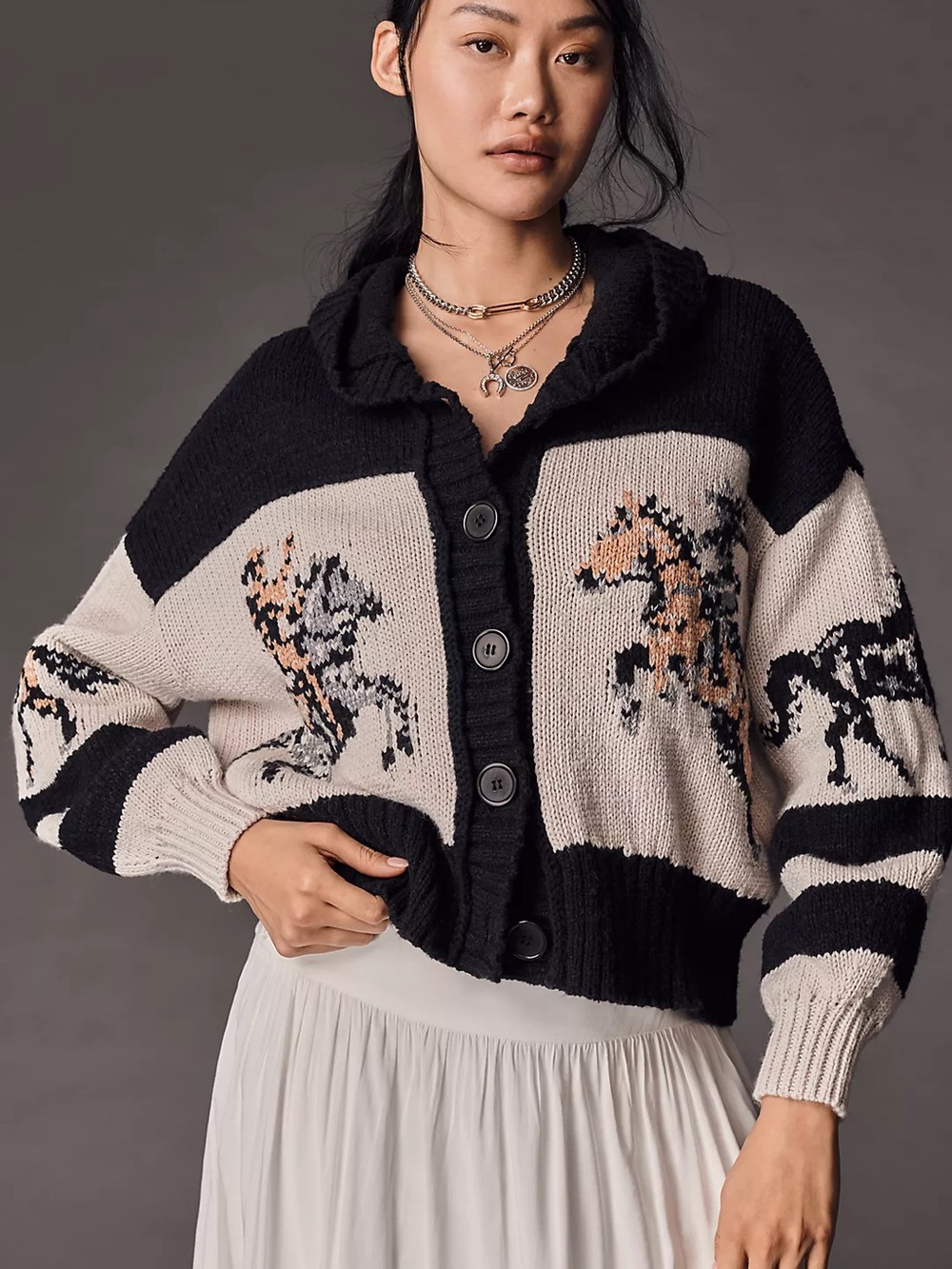 VIRAL Anthropologie- Pilcro Horse Graphic Cardigan MSRP$198
